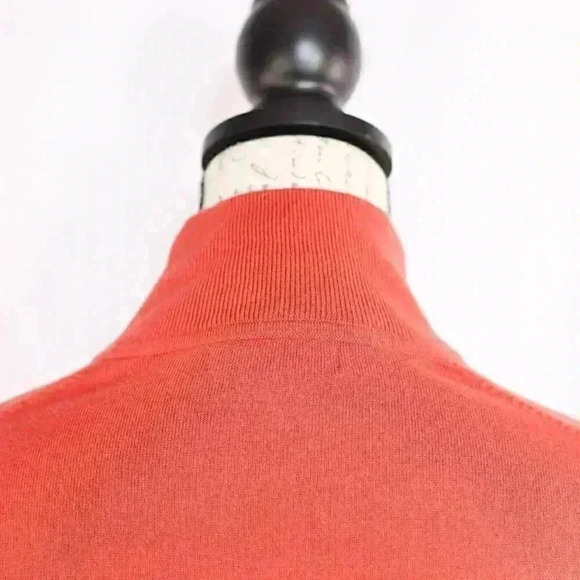 Men's Banana Republic Size M Cashmere/PIMA Cotton Rust high neck 1/4 Zip Pullove - Picture 9 of 12